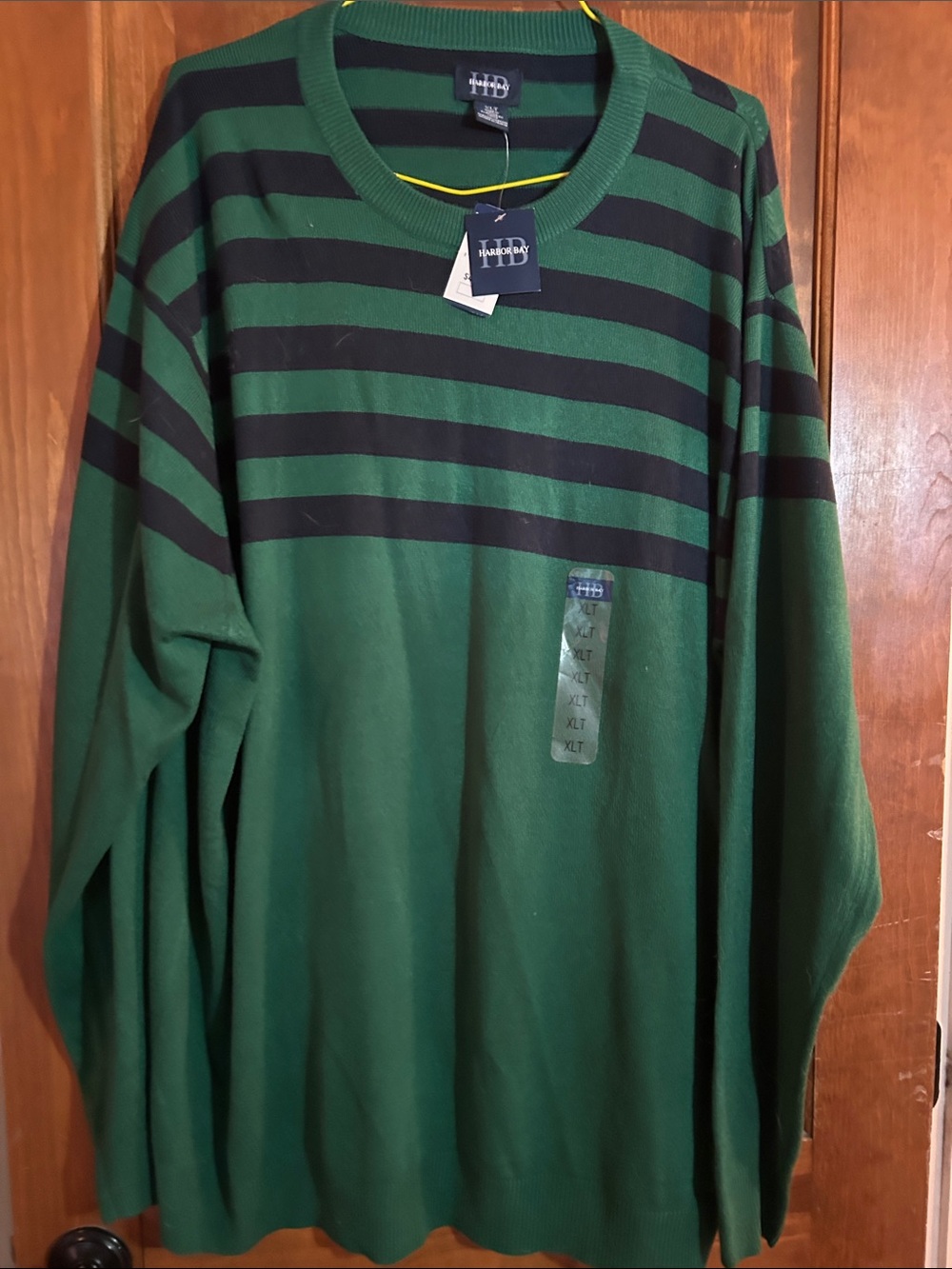 Harbor Bay Green and NavyStriped Men’s Sweater XLT NWT